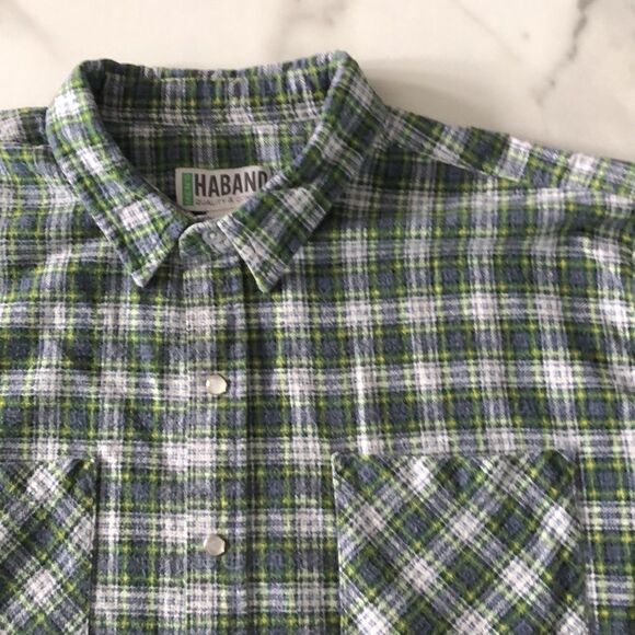 Haband Pearl Snap Cotton/Poly Flannel Mens L - Picture 4 of 5
